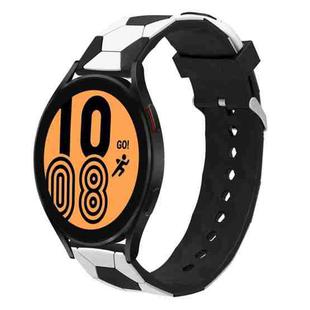 For Samsung Galaxy Watch4 / 4 Classic 20mm Football Style Metal Connector Silicone Watch Band(White+Black)