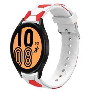 For Samsung Galaxy Watch4 / 4 Classic 20mm Football Style Metal Connector Silicone Watch Band(White+Red)