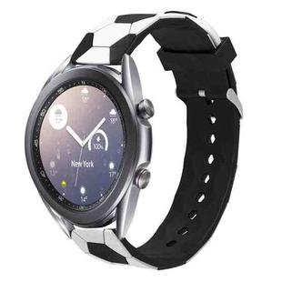 For Samsung Galaxy Watch3 41mm 20mm Football Style Metal Connector Silicone Watch Band(White+Black)