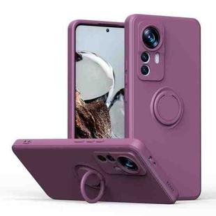 For Xiaomi 12T / 12T Pro Ring Kickstand TPU Silicone Phone Case(Purple)