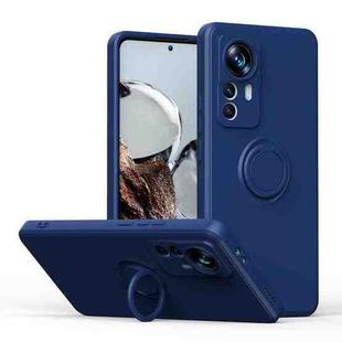 For Xiaomi 12T / 12T Pro Ring Kickstand TPU Silicone Phone Case(Dark Blue)