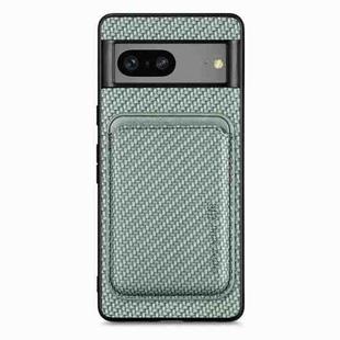 For Google Pixel 7 Carbon Fiber Leather Card Magsafe Phone Case(Green)