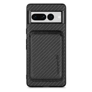 For Google Pixel 7 Pro Carbon Fiber Leather Card Magsafe Phone Case(Black)