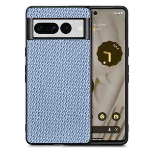 For Google Pixel 7 Pro Carbon Fiber Texture Leather Back Cover Phone Case(blue)