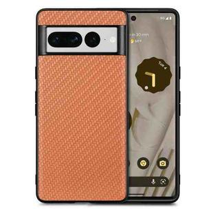 For Google Pixel 7 Pro Carbon Fiber Texture Leather Back Cover Phone Case(brown)