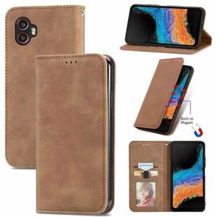 For Samsung Galaxy Xcover6 Pro Retro Skin Feel Magnetic Leather Phone Case(Brown)