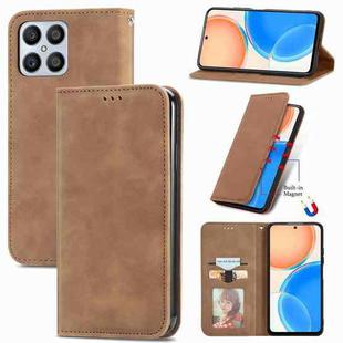 For Honor X8 Retro Skin Feel Magnetic Leather Phone Case(Brown)