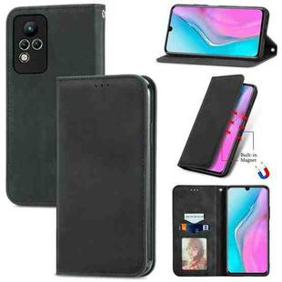 For Infinix Note 11 Retro Skin Feel Magnetic Leather Phone Case(Black)