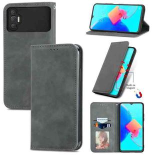For Tecno Spark 8P Retro Skin Feel Magnetic Leather Phone Case(Gray)