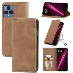 For T-Mobile Revvl 6 5G Retro Skin Feel Magnetic Leather Phone Case(Brown)