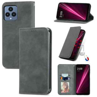 For T-Mobile Revvl 6 5G Retro Skin Feel Magnetic Leather Phone Case(Gray)