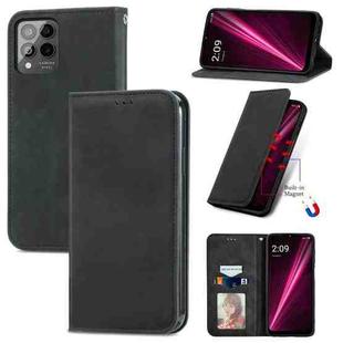 For T-Mobile Revvl 6 Pro 5G Retro Skin Feel Magnetic Leather Phone Case(Black)
