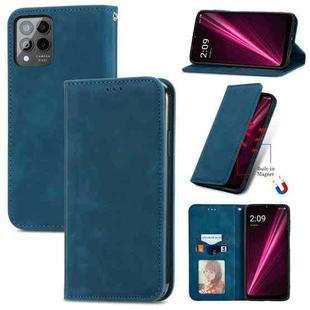 For T-Mobile Revvl 6 Pro 5G Retro Skin Feel Magnetic Leather Phone Case(Blue)