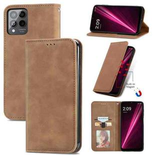 For T-Mobile Revvl 6 Pro 5G Retro Skin Feel Magnetic Leather Phone Case(Brown)