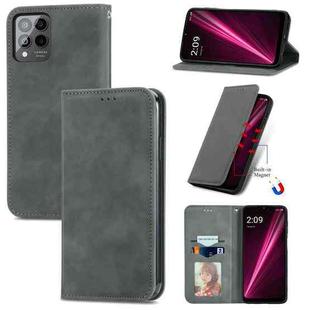 For T-Mobile Revvl 6 Pro 5G Retro Skin Feel Magnetic Leather Phone Case(Gray)