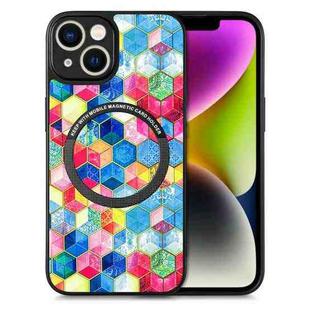 For iPhone 14 Colored Drawing Leather Back Cover Magsafe Phone Case(Magic Space)