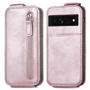 For Google Pixel 7 Zipper Wallet Vertical Flip Leather Phone Case(Rose Gold)