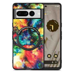 For Google Pixel 7 Pro Colored Drawing Leather Back Cover Magsafe Phone Case(Colorful Cloud)