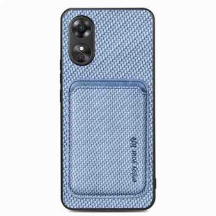 For OPPO A17 Pro Carbon Fiber Leather Card Magsafe Phone Case(Blue)