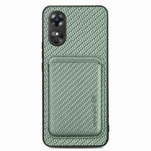 For OPPO A17 Pro Carbon Fiber Leather Card Magsafe Phone Case(Green)