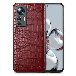 For Xiaomi 12T Crocodile Grain Leather Back Cover Phone Case(Red)