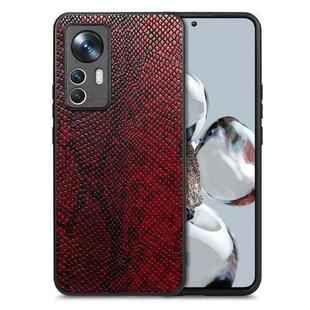 For Xiaomi 12T Snakeskin Leather Back Cover Phone Case(Red)