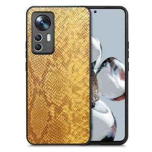 For Xiaomi 12T Snakeskin Leather Back Cover Phone Case(Yellow)