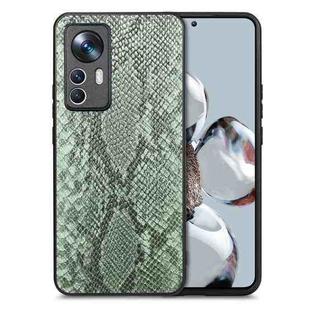 For Xiaomi 12T Snakeskin Leather Back Cover Phone Case(Green)