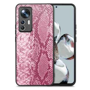 For Xiaomi 12T Snakeskin Leather Back Cover Phone Case(Pink)