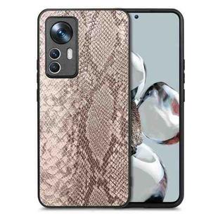 For Xiaomi 12T PRO Snakeskin Leather Back Cover Phone Case(Gray)