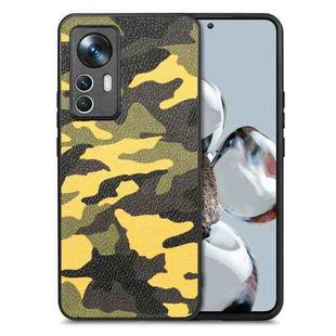 For Xiaomi 12T Camouflage Leather Back Cover Phone Case(yellow)