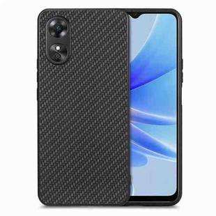 For OPPO A17 Carbon Fiber Texture Leather Back Cover Phone Case(Black)