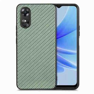 For OPPO A17 Carbon Fiber Texture Leather Back Cover Phone Case(Green)