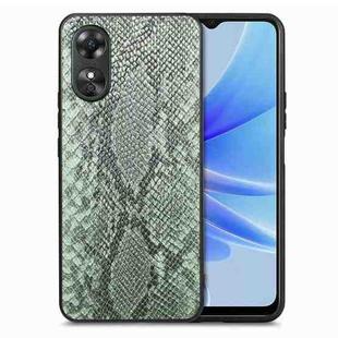 For OPPO A17 Snakeskin Leather Back Cover Phone Case(Green)