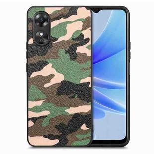 For OPPO A17 Camouflage Leather Back Cover Phone Case(Green)