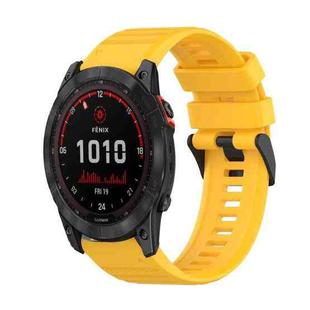 For Garmin Fenix 7X 26mm Horizontal Texture Silicone Watch Band with Removal Tool(Yellow)