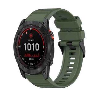 For Garmin Fenix 7X 26mm Horizontal Texture Silicone Watch Band with Removal Tool(Army Green)