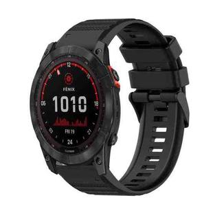 For Garmin Fenix 7X Solar 26mm Horizontal Texture Silicone Watch Band with Removal Tool(Black)