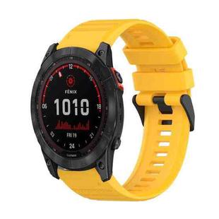 For Garmin Fenix 7X Solar 26mm Horizontal Texture Silicone Watch Band with Removal Tool(Yellow)