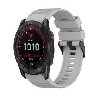 For Garmin Fenix 7X Solar 26mm Horizontal Texture Silicone Watch Band with Removal Tool(Grey)