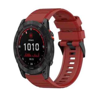 For Garmin Fenix 7X Solar 26mm Horizontal Texture Silicone Watch Band with Removal Tool(Red)