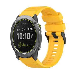 For Garmin Enduro 26mm Horizontal Texture Silicone Watch Band with Removal Tool(Yellow)