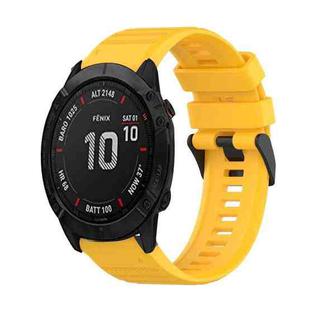 For Garmin Fenix 6X 26mm Horizontal Texture Silicone Watch Band with Removal Tool(Yellow)