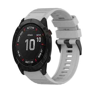 For Garmin Fenix 6X 26mm Horizontal Texture Silicone Watch Band with Removal Tool(Grey)