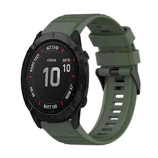 For Garmin Fenix 6X Pro 26mm Horizontal Texture Silicone Watch Band with Removal Tool(Army Green)