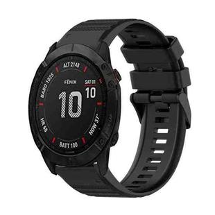 For Garmin Fenix 6X Sapphire 26mm Horizontal Texture Silicone Watch Band with Removal Tool(Black)