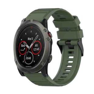 For Garmin Fenix 5X Sapphire 26mm Horizontal Texture Silicone Watch Band with Removal Tool(Army Green)