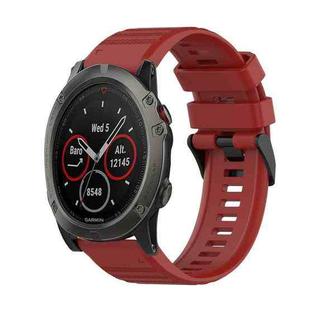 For Garmin Fenix 5X Sapphire 26mm Horizontal Texture Silicone Watch Band with Removal Tool(Red)