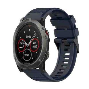 For Garmin Fenix 5X Plus 26mm Horizontal Texture Silicone Watch Band with Removal Tool(Navy Blue)