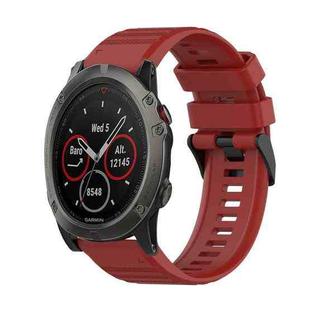 For Garmin Fenix 5X Plus 26mm Horizontal Texture Silicone Watch Band with Removal Tool(Red)